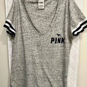 PINK Victoria's Secret Gray V-Neck Tee